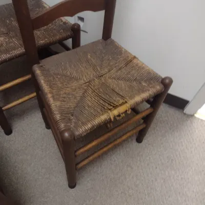 Set of Four Vintage Ladder Back Rush Seat Chairs