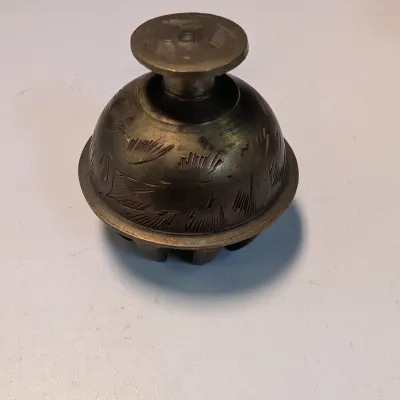 Vintage Brass Miniature Bells & Windmill Figurine - Set of 3