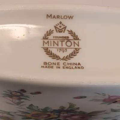 Floral Royal Worcester Egg Coddler, Royal Crown Derby Tudor Trinket Dish, Marlow Minton Trinket Dish & Toothpick Holder