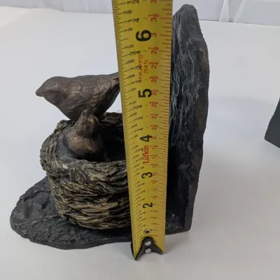 Pair Of Bronze Mother Bird & Baby Book Ends