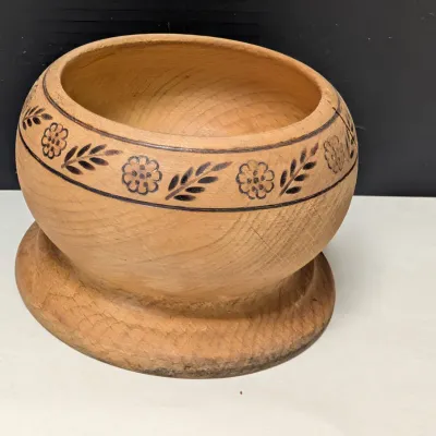 3 1/2" Made In Greece Wooden Castle Wall Decor & Hand Turned Bowl