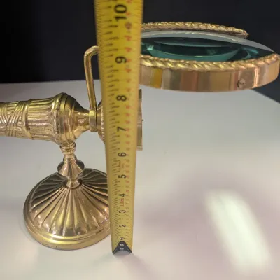 Vintage Brass Desk Magnifying Glass on Swivel Stand