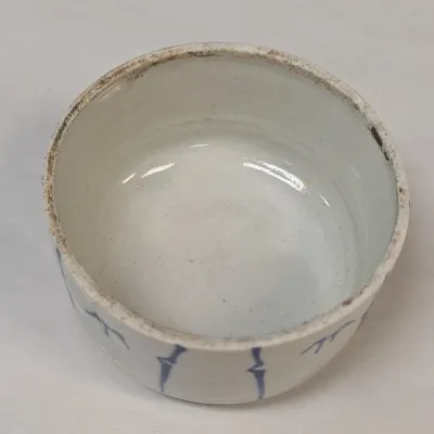 Blue & White Porcelain Bowls & Stoneware Dish w/ Lid