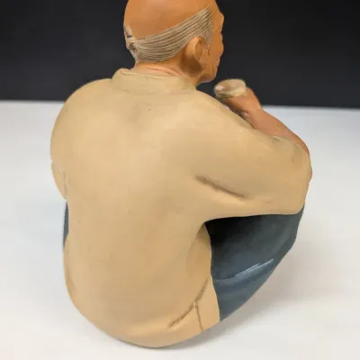 Vintage Hakata Urasaki Napco Japan Clay Figure Drinking Sake & Hakata Urasaki Napco Japan Clay Okusan Figure