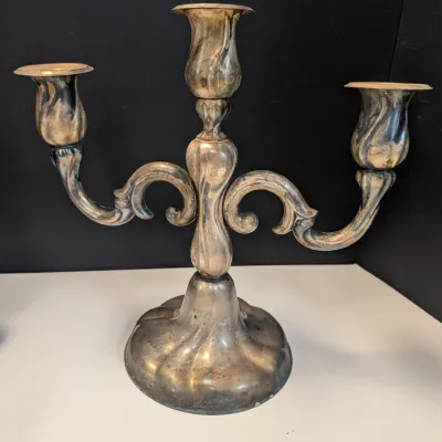 ♔835 Weighted 3-Arm Candelabra Candle Holder Two Tier