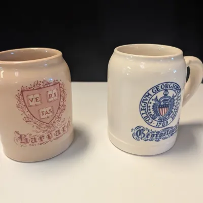 Ivory Harvard Society Mug & Collegivm Georgiopolitanvm Georgetown Mug