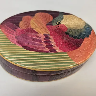 Vintage Straw Marquetry Trinket Boxes