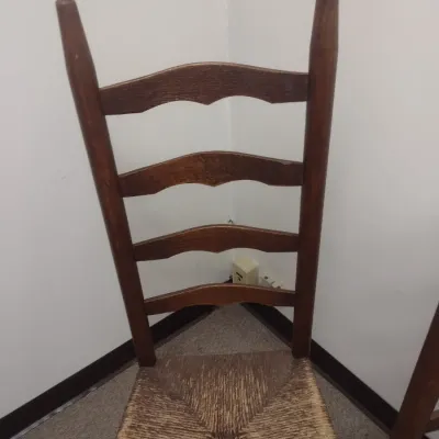 Set of Four Vintage Ladder Back Rush Seat Chairs