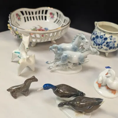 Glass & Porcelain Items (All The Pieces Have A Chip Or Crack)
