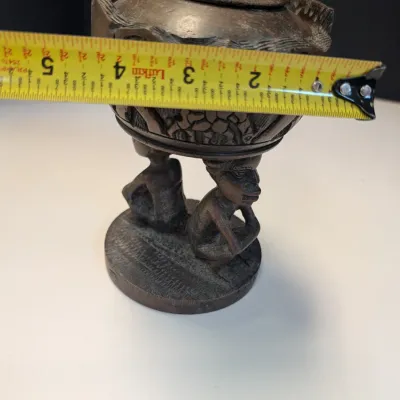 8" Hand Carved Lidded Storage Bowl