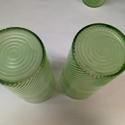 Set of 5 Rare 1930's Federal Glass "Corded Optic" Design
