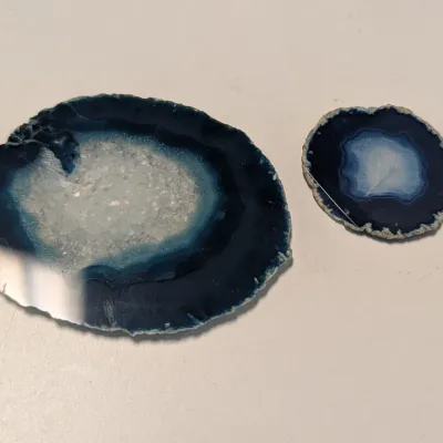 Pair Of Blue Sliced Agate Geode