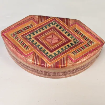 Vintage Straw Marquetry Trinket Boxes