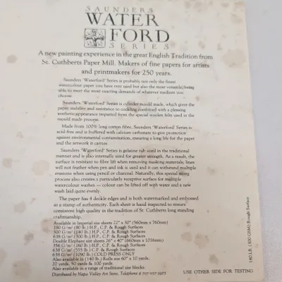 5 Sheets Of Saunders Waterford Watercolor Paper 30" 22"