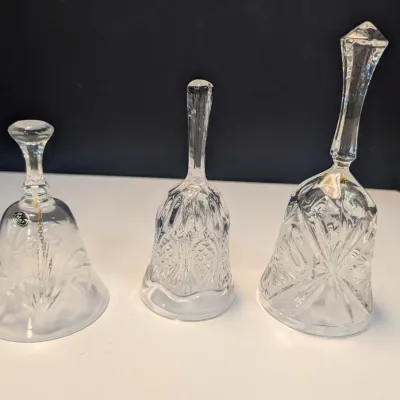 Vintage Cut Glass and Crystal Hand Bells - Set of 3