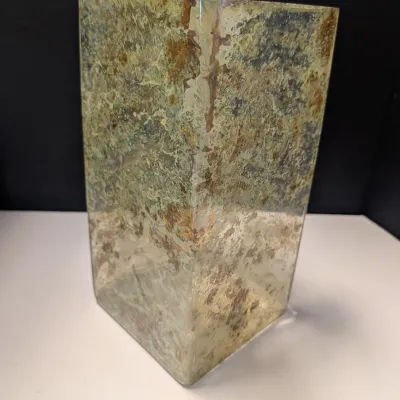 Green Speckled Tall Square Vase