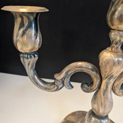 ♔835 Weighted 3-Arm Candelabra Candle Holder Two Tier