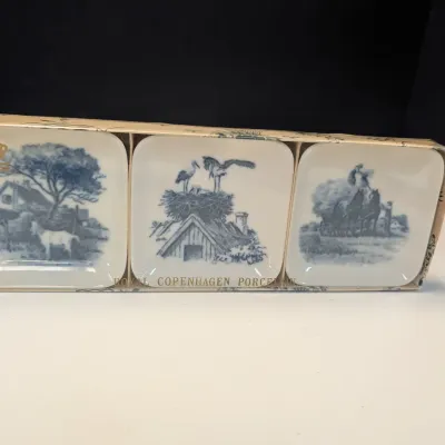 Vintage Sealed Boxed Set Of 3 Various Copenhagen Pin Dishes