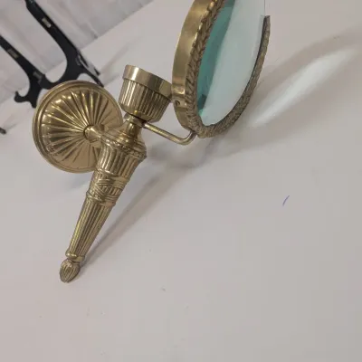 Vintage Brass Desk Magnifying Glass on Swivel Stand