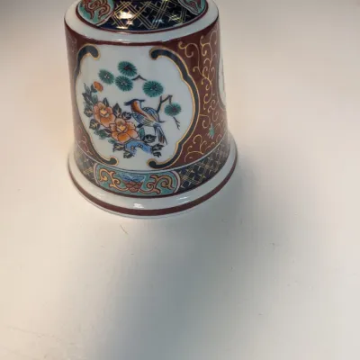 Vintage Porcelain Hand Bells With Wooden Handles - Set of 3