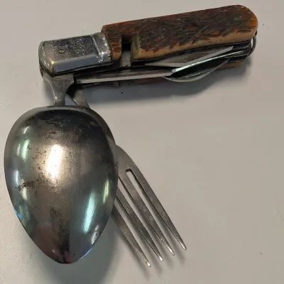 Sad Iron, Orient Oil Stone, & Vintage Hobo Style Folding Pocket Knife