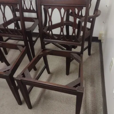 Set of Six Matching Vintage Chippendale Style Chairs
