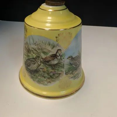 Vintage Porcelain Hand Bells With Wooden Handles - Set of 3