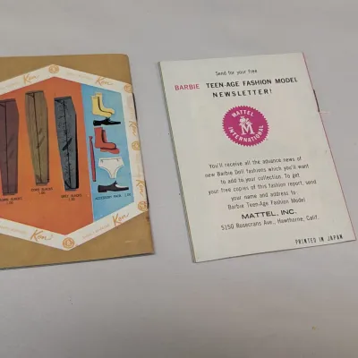 Barbie & Ken 1961 Doll Clothes Catalog Mattel & 1962 Fashion Booklet
