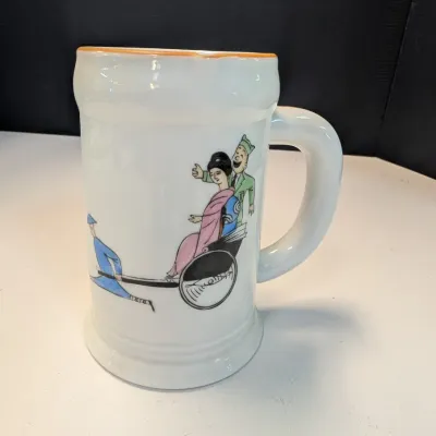 Vintage Ceramic Hand Painted Japanese Whistling Mug Marked MZS