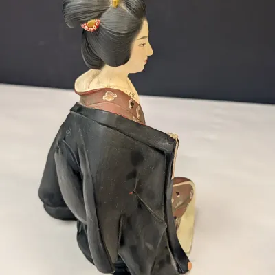 Vintage Hakata Urasaki Napco Japan Clay Figure Drinking Sake & Hakata Urasaki Napco Japan Clay Okusan Figure