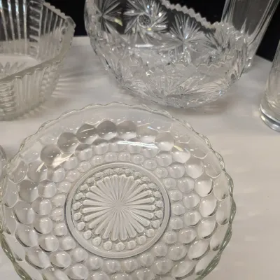 Clear Glass Dishes (All The Pieces Have A Chip Or Crack)