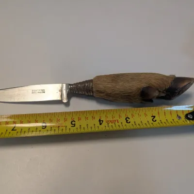 German Rostfrei Solingen Deer Hoof Handle Hunting Boot Knife & Sheath