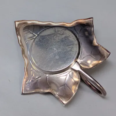 Vintage WMF Silver Plate & Crystal Glass Miniature Bowl With Spoon Leaf Design