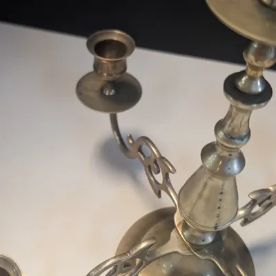 Vintage Brass 5-Candle Candelabra - 4 Arm Centerpiece