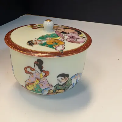 Marked On The Underside Japanese Side Handle Teapot w/ 4 Cups w/ Lids