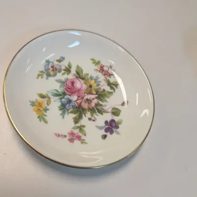 Floral Royal Worcester Egg Coddler, Royal Crown Derby Tudor Trinket Dish, Marlow Minton Trinket Dish & Toothpick Holder