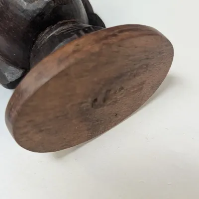 Kuan-Yin In Meditation Figure, Vintage Carved Wooden Face Buddha Oriental Bust, Vintage Hand Made Mud Men & Embossed Brass Dish