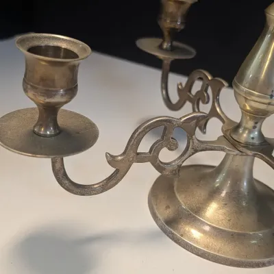 Vintage Brass 5-Candle Candelabra - 4 Arm Centerpiece