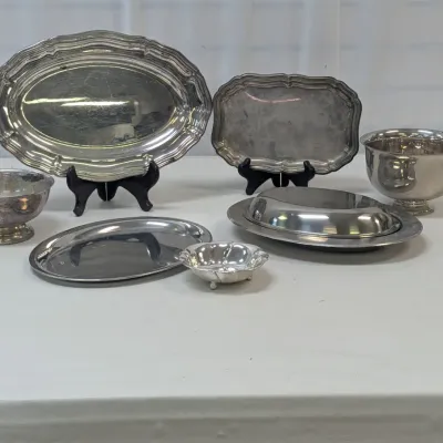 Unmarked & Marked Silver Plated Tableware Alpaca, EPNS Eugen Ferner 1964 & Muenchen Riem Flughafen