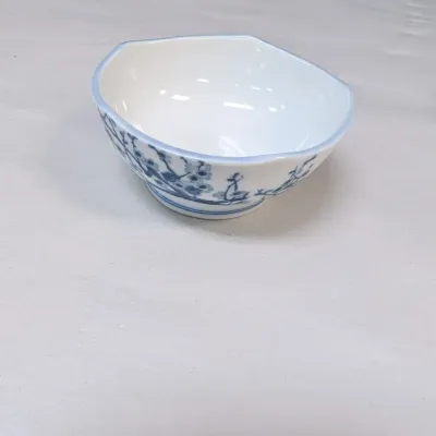 Blue & White Porcelain Bowls & Stoneware Dish w/ Lid