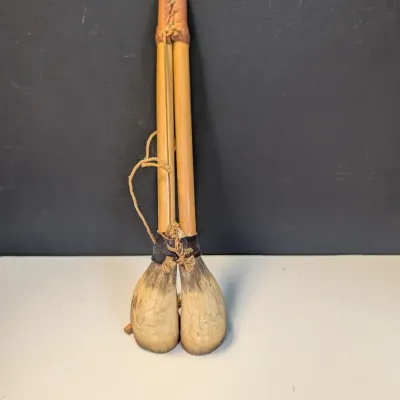 Vintage Libyan Zukra Cow Horn Double Chanter Reed Pipe Folk Instrument Handmade