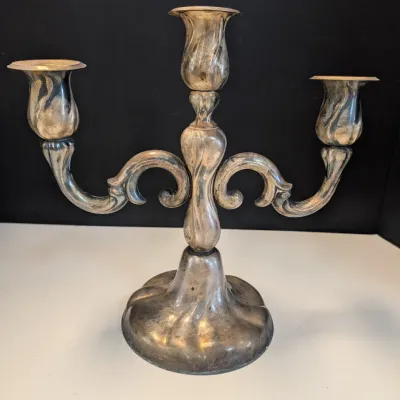 ♔835 Weighted 3-Arm Candelabra Candle Holder Two Tier