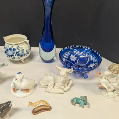 Glass & Porcelain Items (All The Pieces Have A Chip Or Crack)