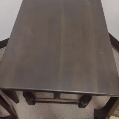 Vintage Wood Frame Chair with Side Table