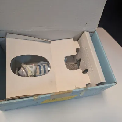 LLadro Ceramic Clown Sculpture Figurine Little Traveler Vintage Blue & White w/ Box
