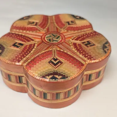Vintage Straw Marquetry Trinket Boxes
