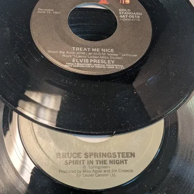 Vintage 45 RPM Records Elvis Presley, Jerry Lee Lewis, Tommy Boy & Bruce Springsteen