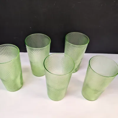 Set of 5 Rare 1930's Federal Glass "Corded Optic" Design