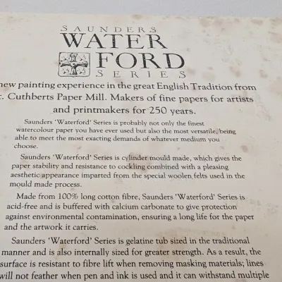 5 Sheets Of Saunders Waterford Watercolor Paper 30" 22"