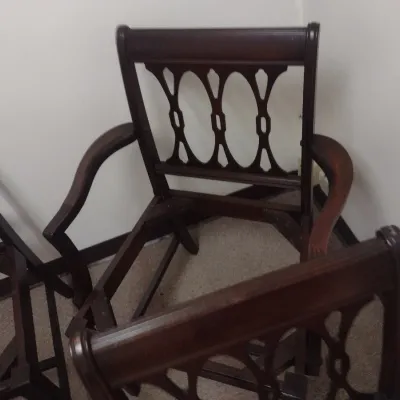 Set of Six Matching Vintage Chippendale Style Chairs